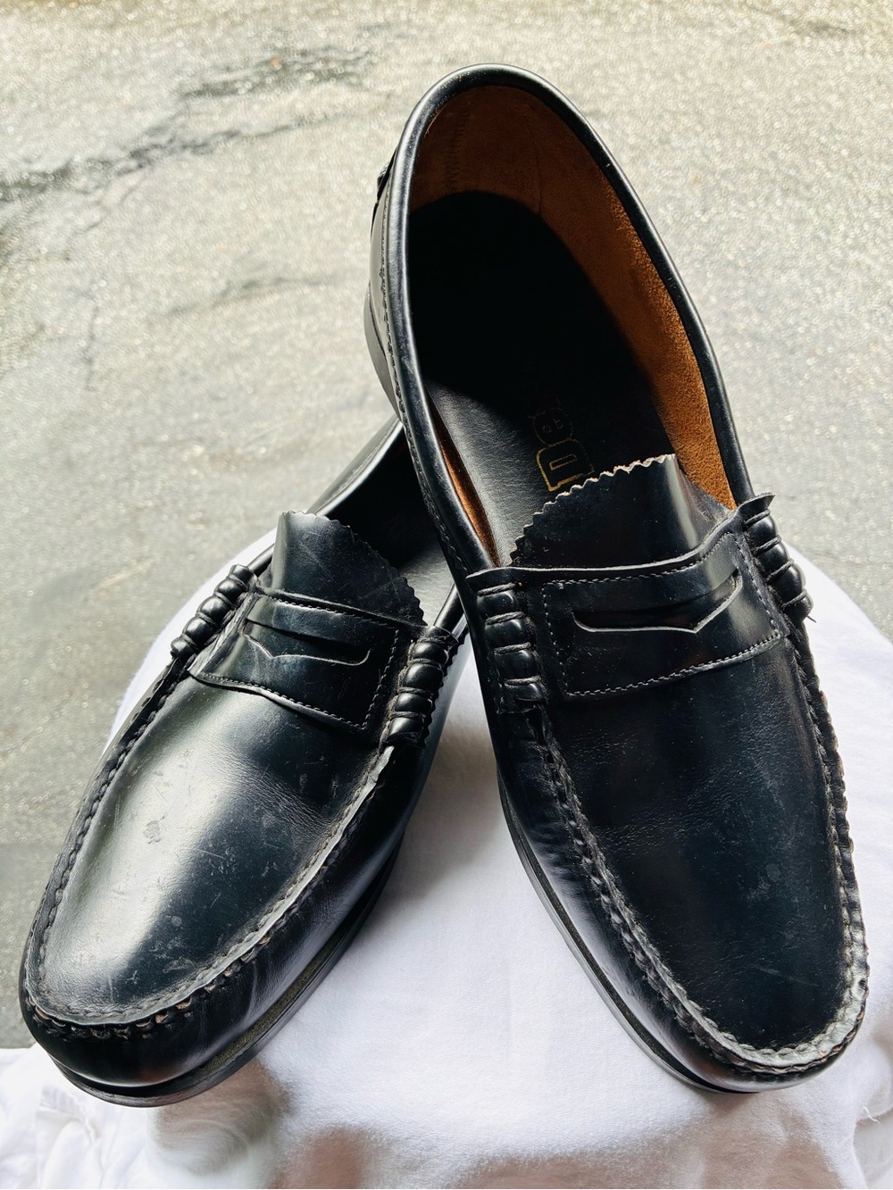 Dexter Black Leather Penny Loafers, Size 10